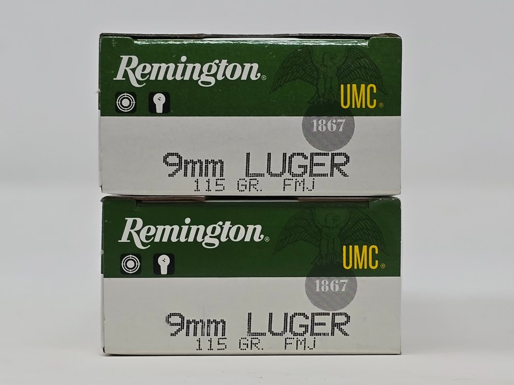 Remington UMC 9mm 115Gr FMJ - 2 Boxes of 50