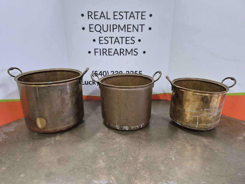 Brass Pots 10" Tall × 11.5" Wide - 11.25" Tall × 12.5" Wide - 12.5" Tall × 14.25" Wide (3 Included)