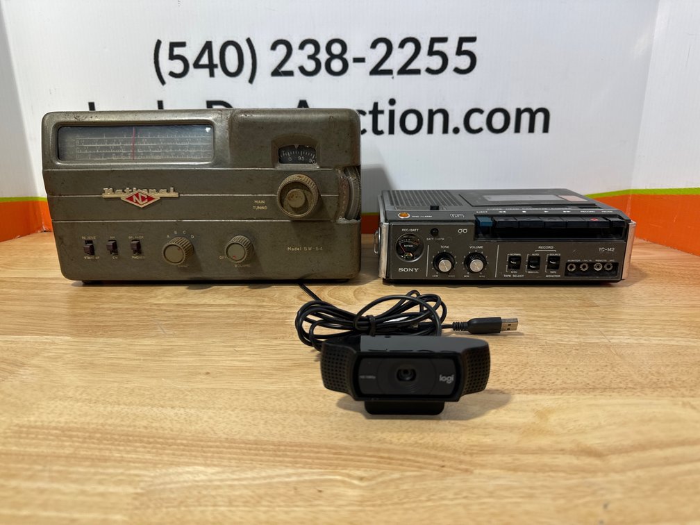 Logitech HD 1080P Webcam - Sony TC 142 Three Head Cassette Corder - National NC SW-54 Shortwave Receiver  