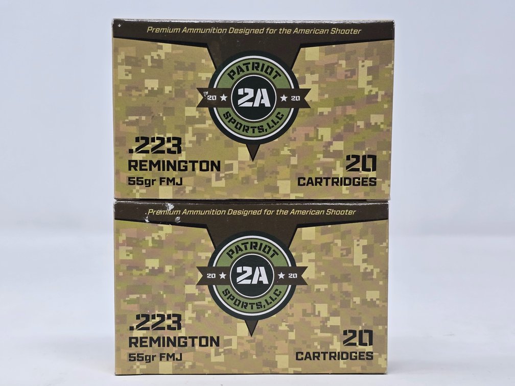 Patriot Sports .223 Remington 55 Gr FMJ - (2) Boxes of 20
