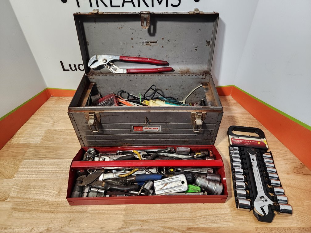 Sears Craftsman Handheld Metal Toolbox w/ Tools 