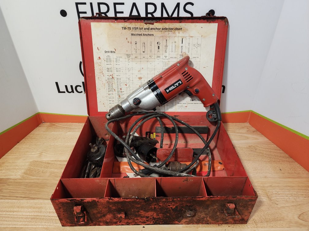 Hilti TM-7S VSR Variable Speed Reverseable Hammer Drill w/ Metal Box and Accessories 