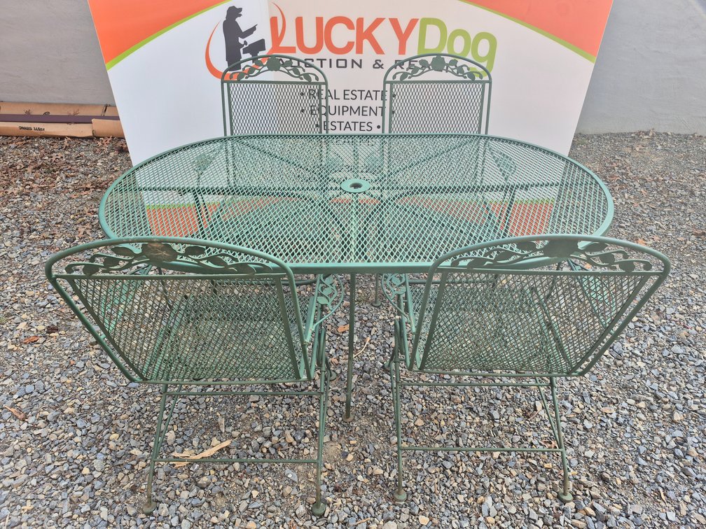 Metal Patio Table 30"×66"×38" and Chairs 40"×26"×22" (5 Pieces Included)