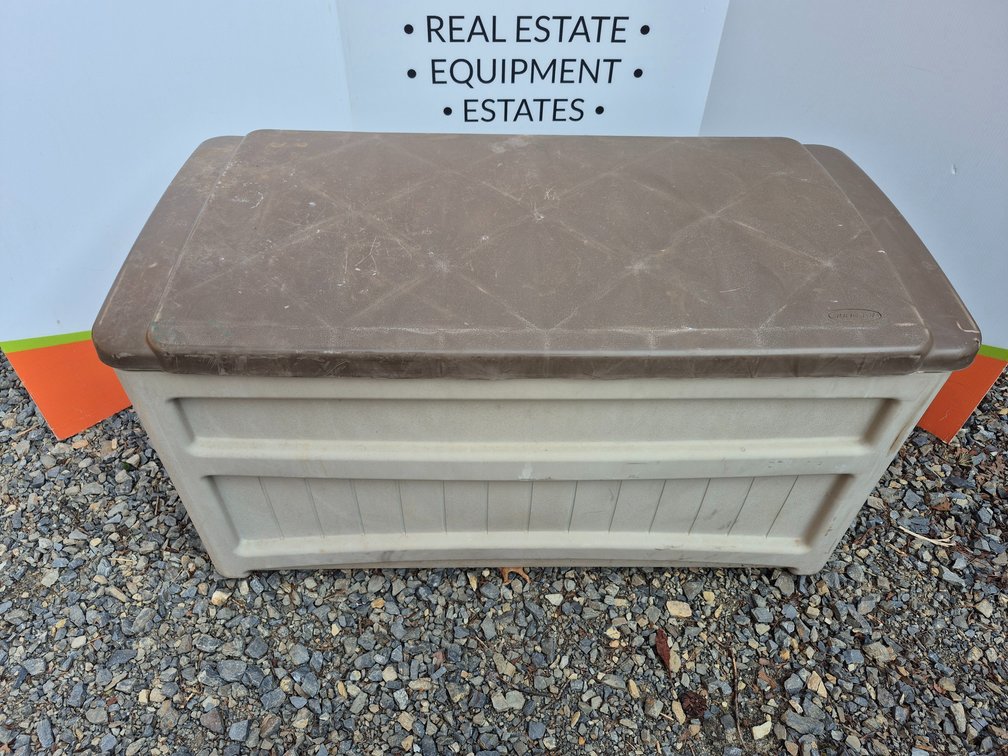 Suncast Plastic Storage Bin Measures - 24" Tall × 46" Wide × 24" Deep W/Contents 