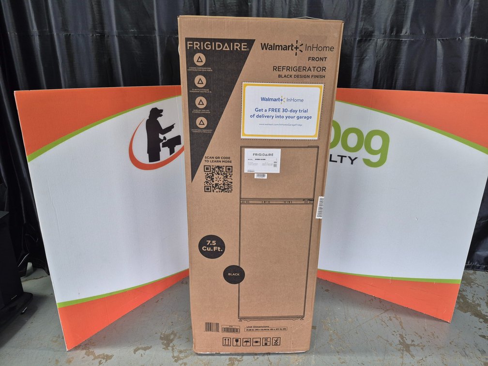 Frigidaire 7.5 Cu.Ft. Refrigerator Measures 21.26" Wide × 22.44" Deep × 57.1" Tall Color Black (New In The Box)