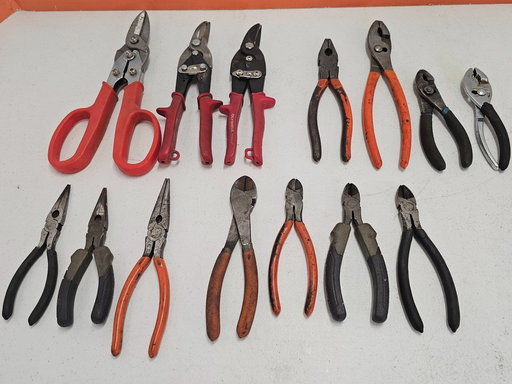 Assorted Pliers and Snips - Olympia/Kobalt/Prosnip/More - 14 Pair Included 