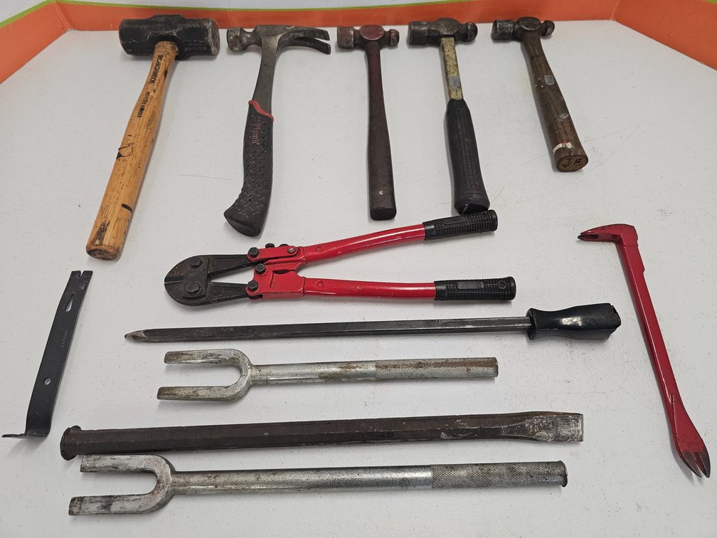 Assorted Hammers - Pry Bars - Bolt Cutters - Kobalt/Plumb/Roughneck/More
