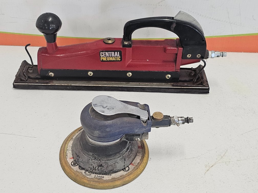 Central Pneumatic Straight Line Sander and Orbital Palm Sander