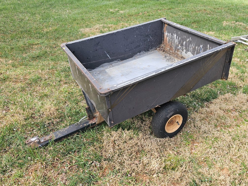 Pull-Behind Tilting Dump Cart - Yard Cart - Tires Hold Air 