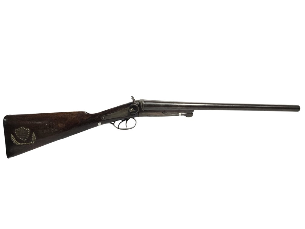 Mantoit 12 Ga Double Barrel - "Property of Wells Fargo" - 19.5" Barrels - Twin Exposed Hammers - No Background Check Required