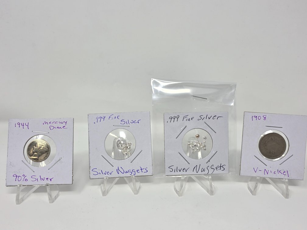 1944 Mercury Dime - 1908 V-Nickel - (2) Silver Nuggets