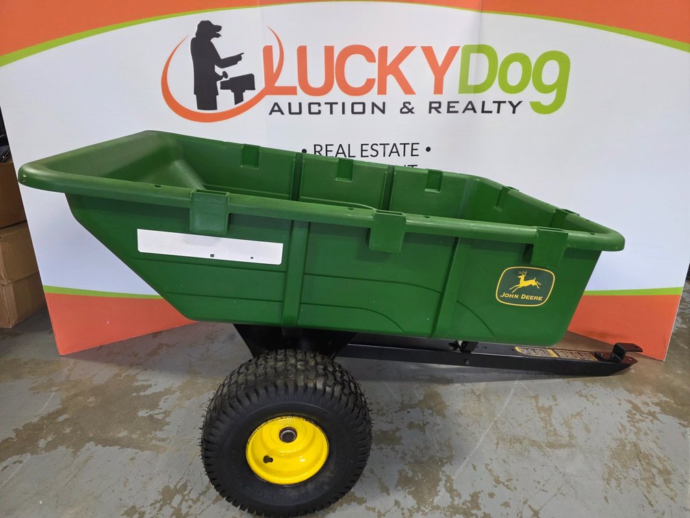 John Deere Tow Behind Poly Cart - Yard Trailer - New Tires and New Wheel Bearings