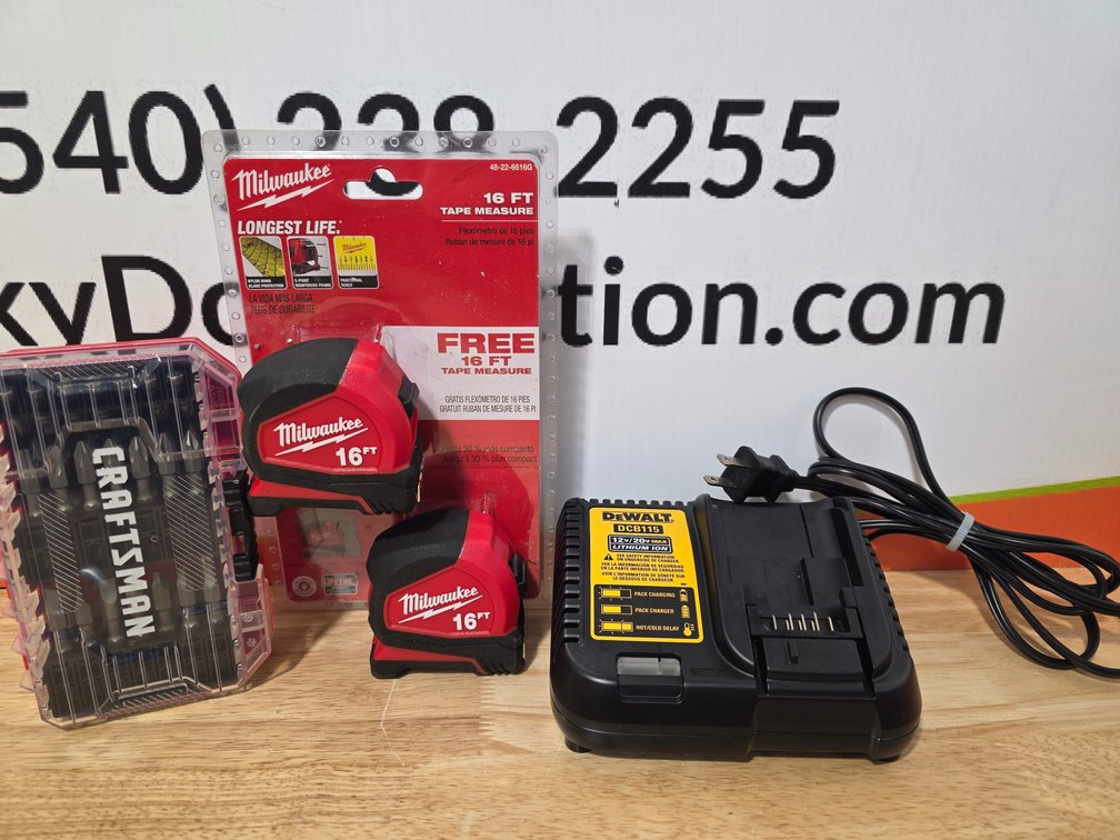 Craftsman Drill Bit Set - Milwaukee 16' Tape Measure Two Pack - Dewalt 12v Battery Charger