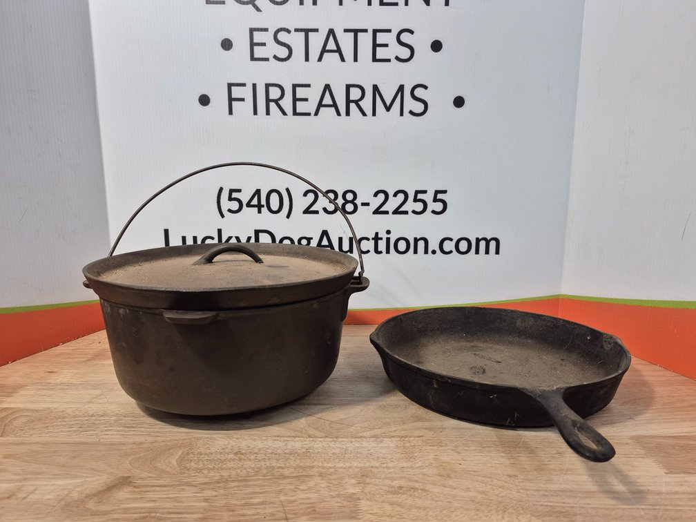 Cast Iron Pot W/Lid 6.5"×12.5" and Cast Iron Skillet 2.5"×12.5"