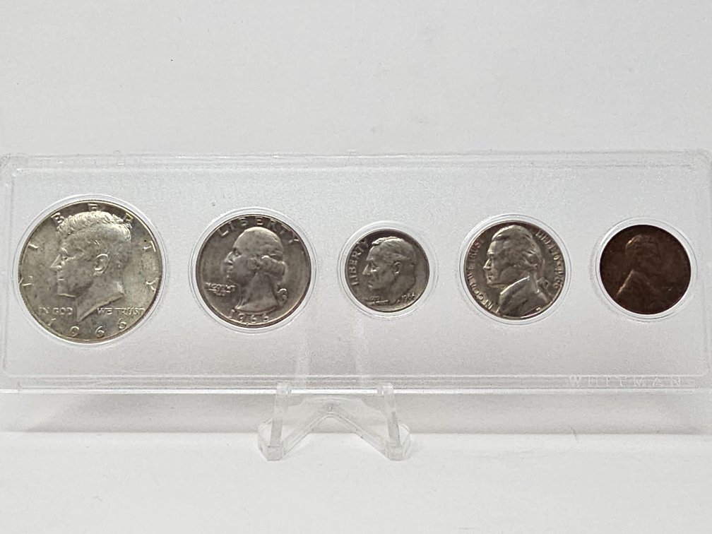 1966 Birthday Coin Set - Includes Silver Kennedy Half Dollar