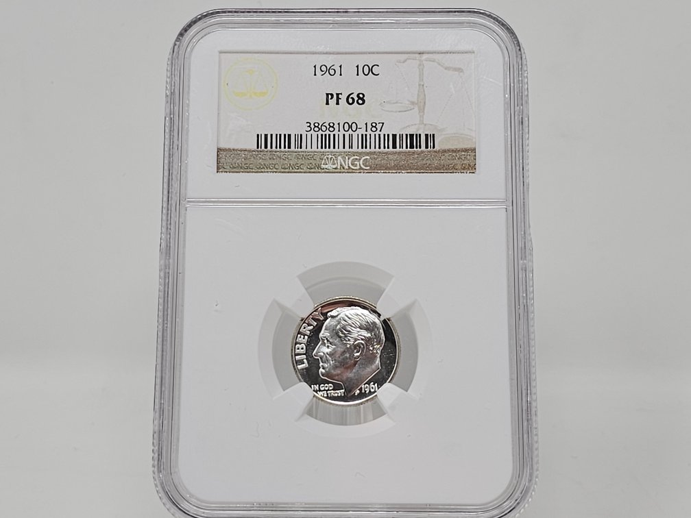 1961 Roosevelt Silver Proof Dime - NGC PF 68 - Extremely High Grade
