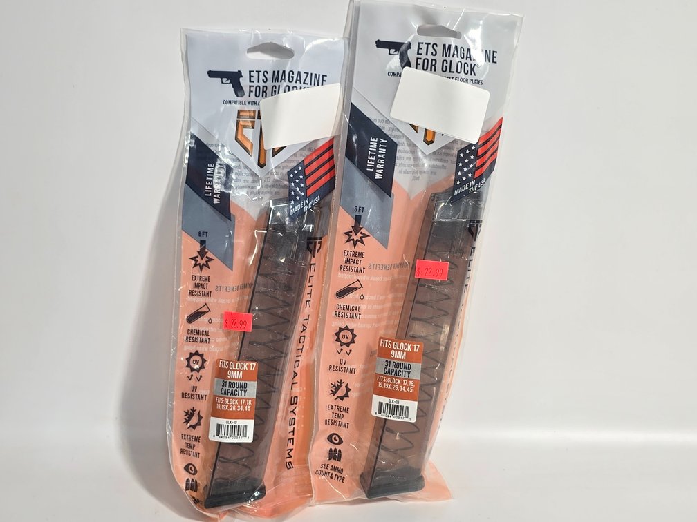 (2) ETS 31 Rd Magazines for Glock 17 9mm