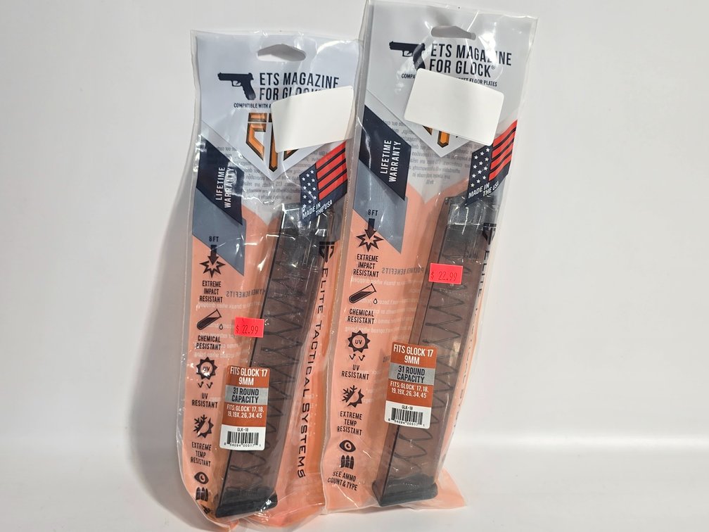 (2) ETS 31 Rd Magazines for Glock 17 9mm
