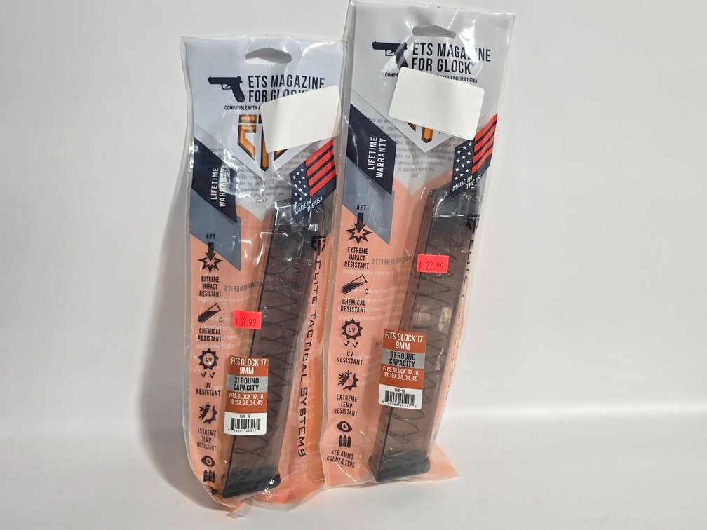 (2) ETS 31 Rd Magazines for Glock 17 9mm