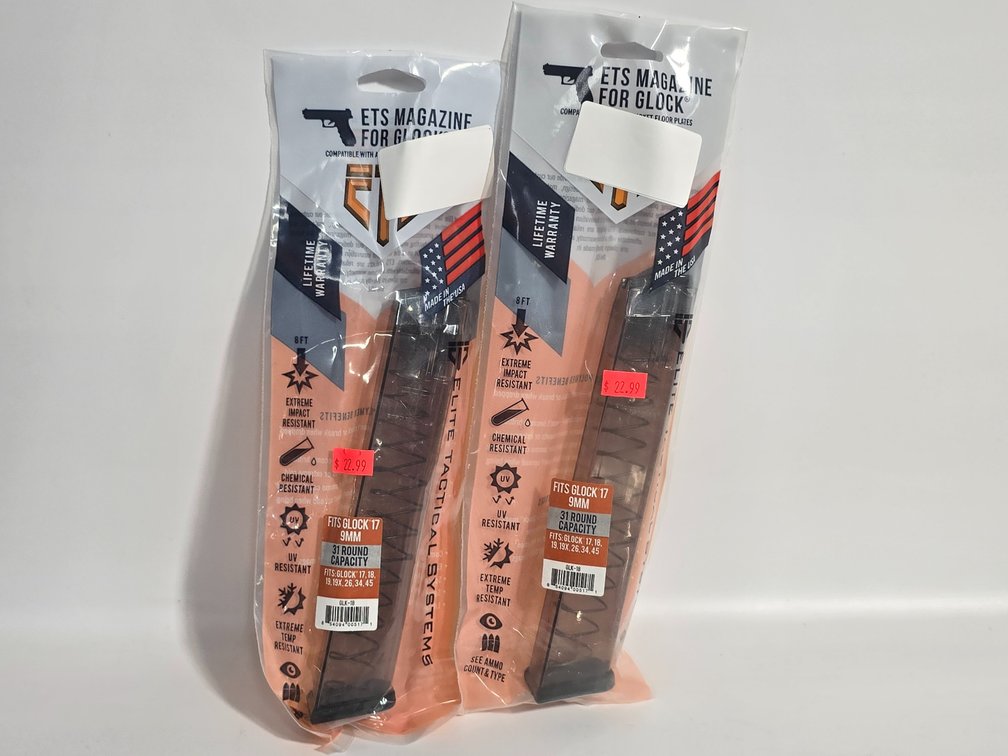 (2) ETS 31 Rd Magazines for Glock 17 9mm