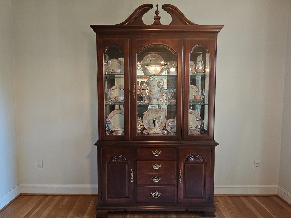 Stanley Furniture Lighted China Cabinet - Measures 84" Tall x 50" Wide x 16" Deep