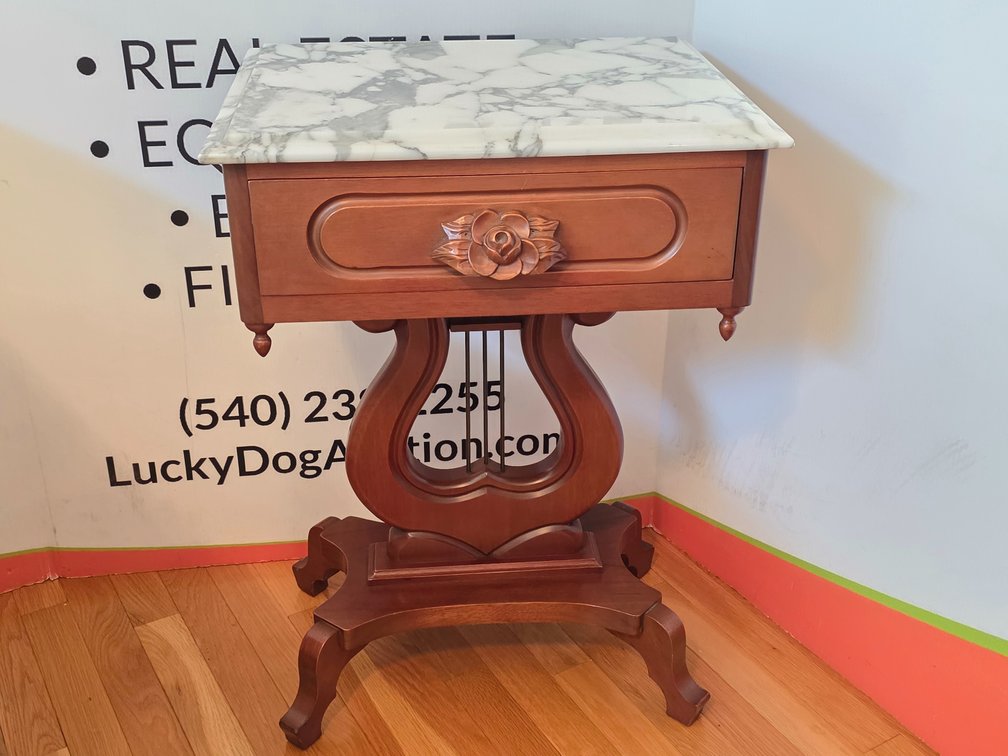 Antique Mahagony Marble Top Side Table