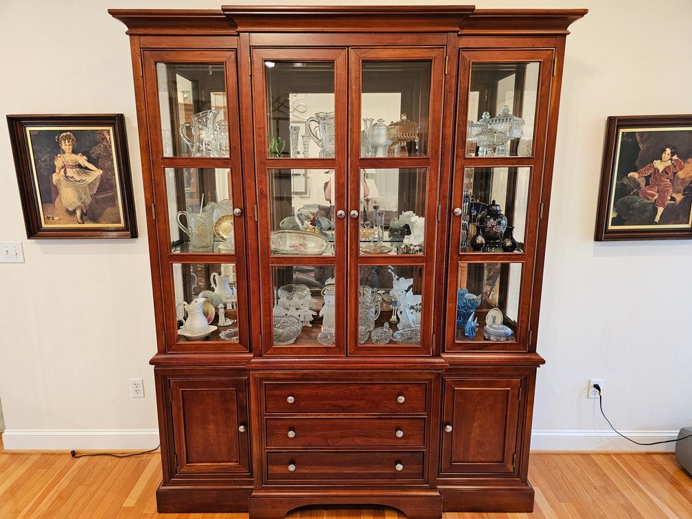 Stanley Furniture Lighted China Cabinet - Measures 86" Tall x 69" Wide x 20" Deep