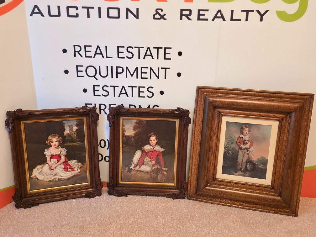 1950's Framed Prints Little Princess & Lord Seaham Boy - Framed Master Simpson Arthur Devis Victorian Boy w/ Poodle Dog 