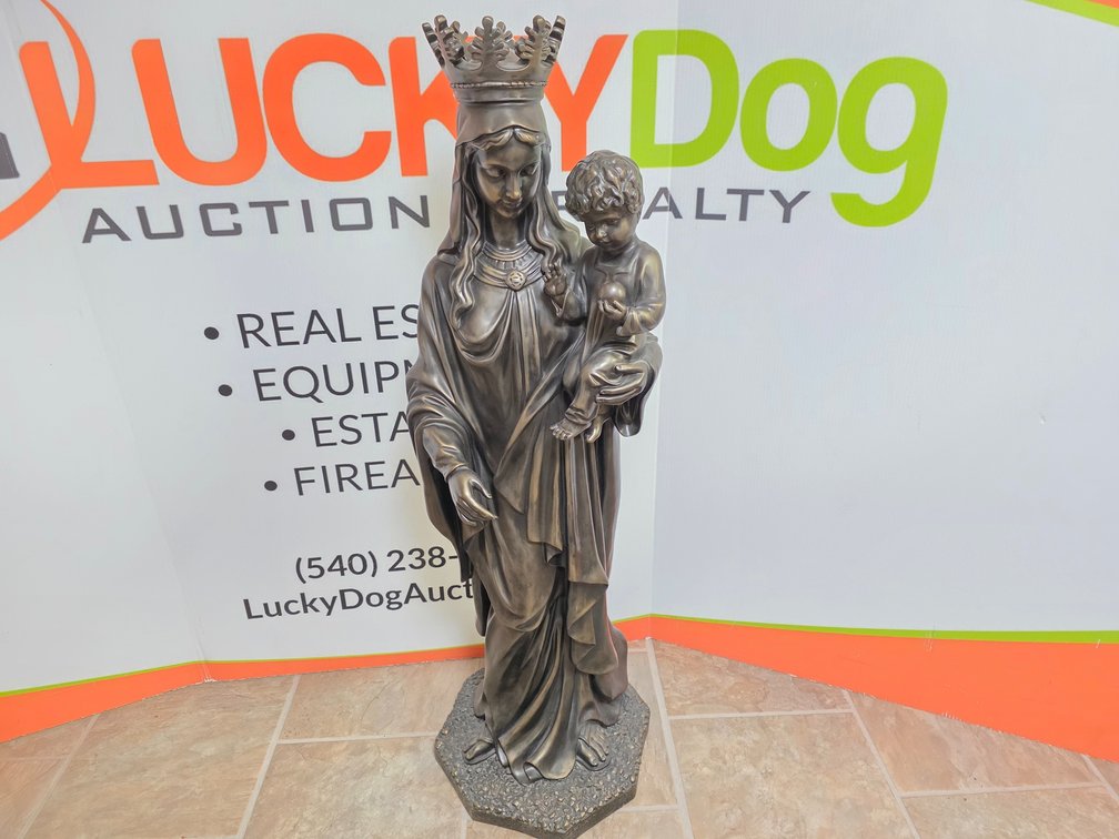 Bronze Colored Statue of Mary and Baby Jesus - Measures 42" Tall