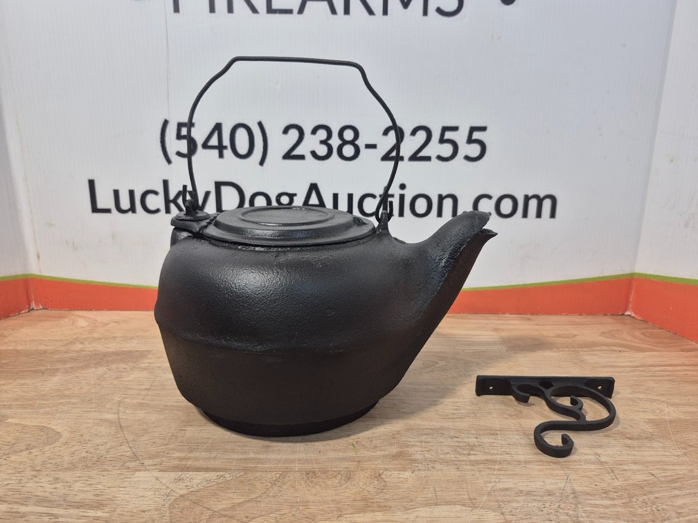 Cast Iron Kettle W/Hanger Measures 7" Tall × 9" Wide 
