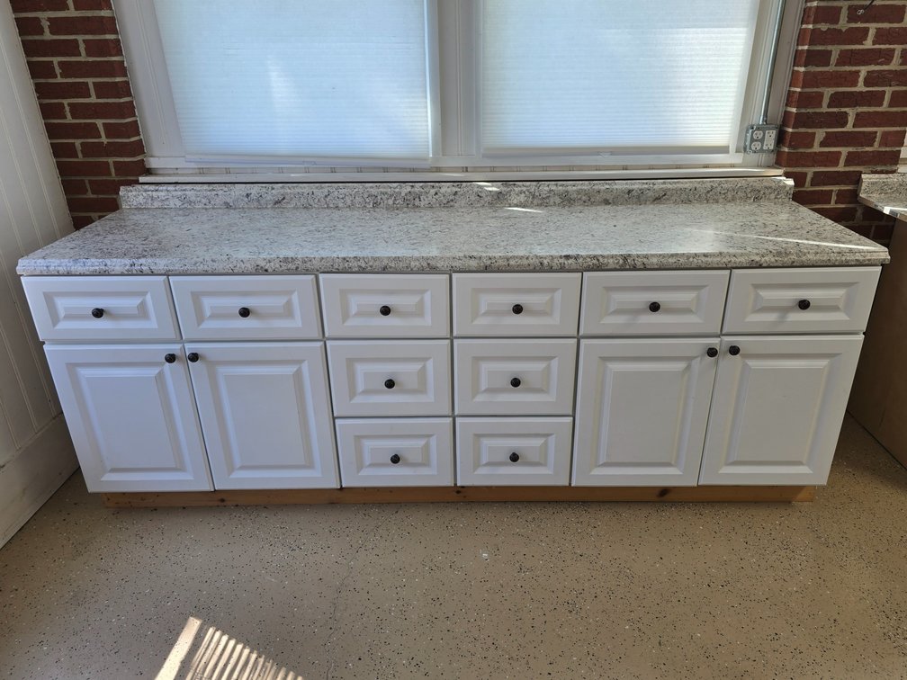 Storage Cabinets w/ Countertop w/ Misc. Office and Embroidery Contents