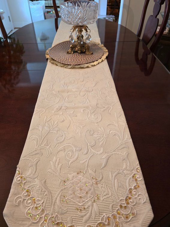 7 Foot Table Runner - Cut Glass Crystal Compote Centerpiece 