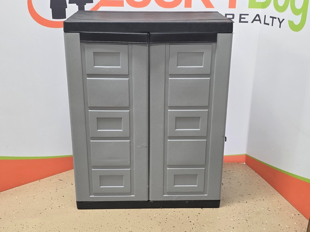 Plastic Storage Container w/ Shirts & Towels - 34" T x 26" W x 16" D
