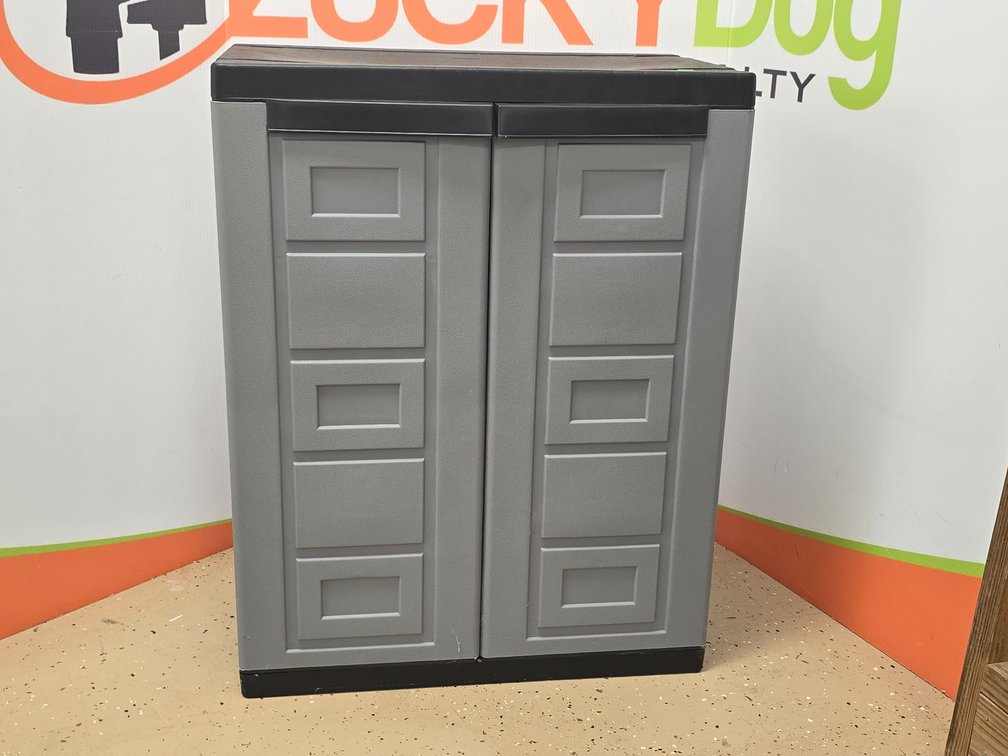 Plastic Storage Container w/ Shirts & Towels - 34" T x 26" W x 16" D