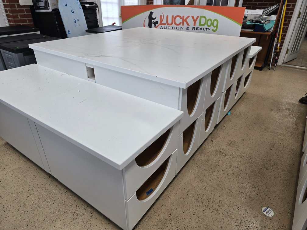 Commercial Console Table/Display - 3' T x 6' D x 10' L - W/ Contents - Assorted Size Shirts - New Old Stock 
