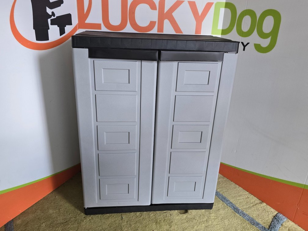 Plastic Storage Cabinet w/ Office Supply Contents 