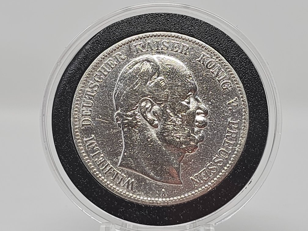 Wilhelm Deutscher Kaiser Konig V Preussen A Deutsches Reich 1876 Funf Mark - Silver Coin w/ Capsule 