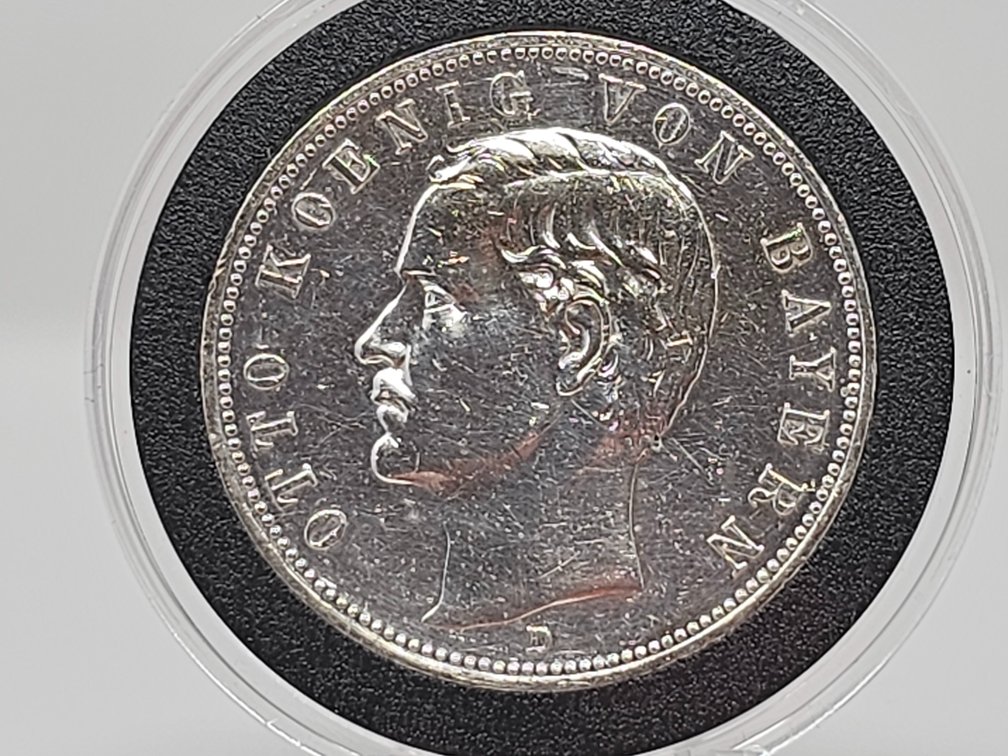 German Empire Five Mark 1901 D Otto Koenig Von Bayern - Silver Coin w/ Capsule 