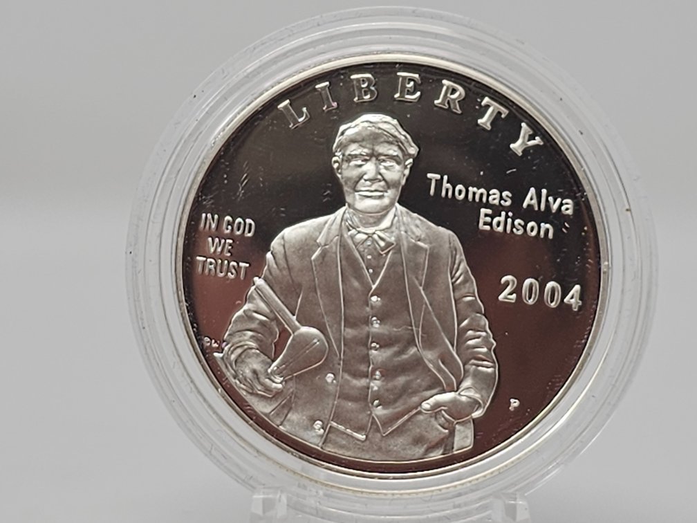 2004-P Thomas Edison Commemorative Silver Dollar w/ Capsule 