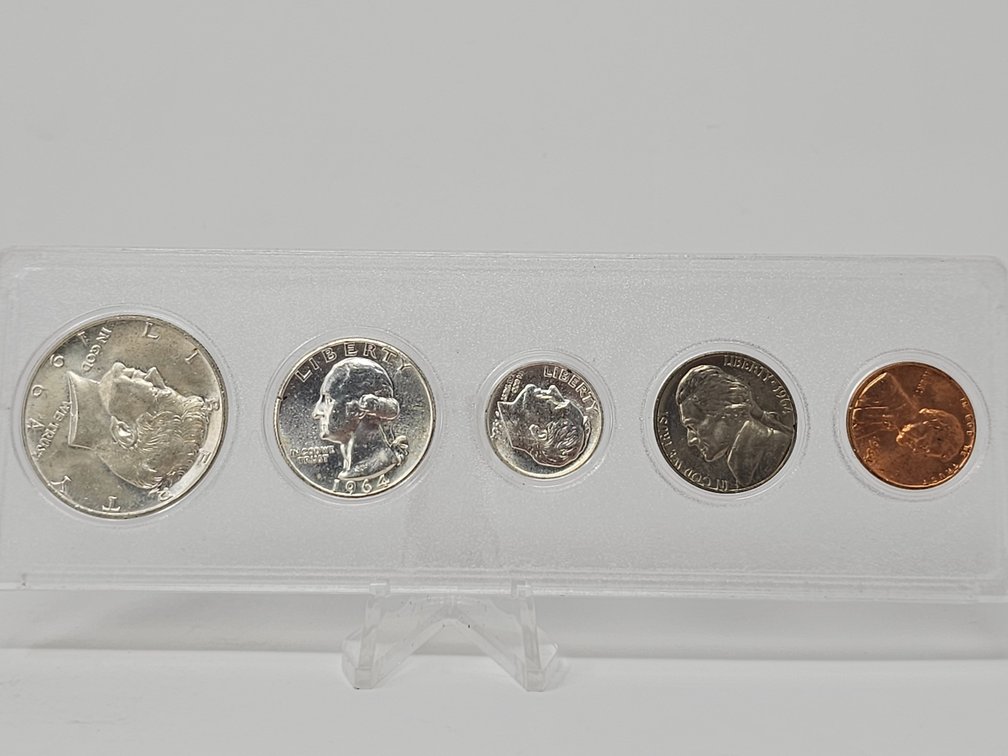 1964 Coin Birthday Set - Features Silver Half Dollar / Silver Quarter / Silver Dime