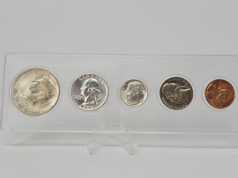1964 Coin Birthday Set - Features Silver Half Dollar / Silver Quarter / Silver Dime