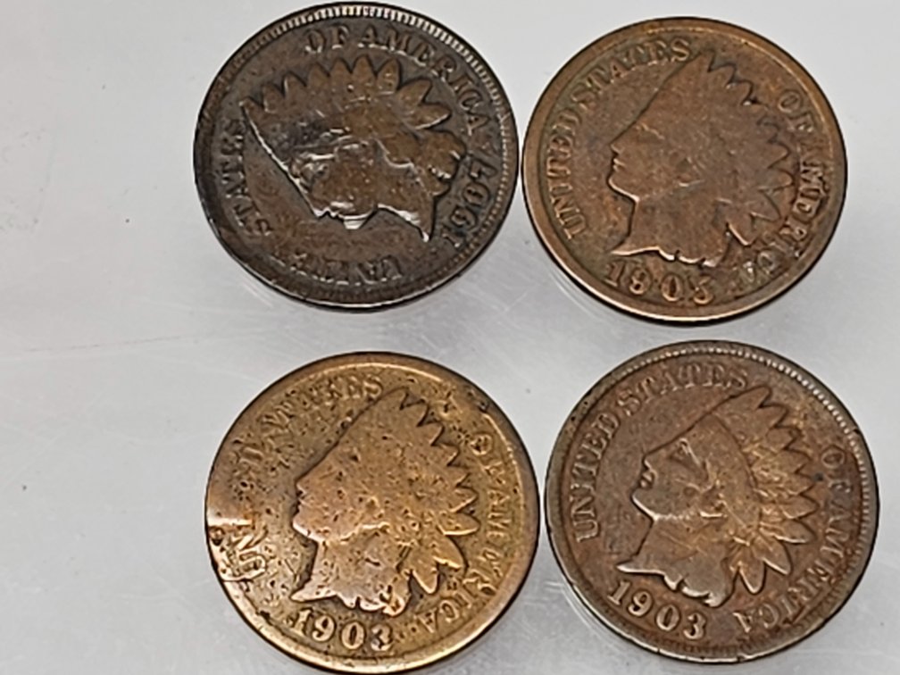1903 / 1905 / 1907 Indian Head Cents - 4 Included 