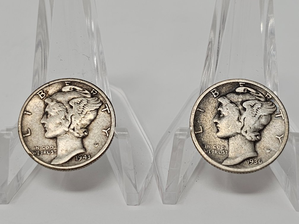 1936 and 1943 Silver Mercury Dimes