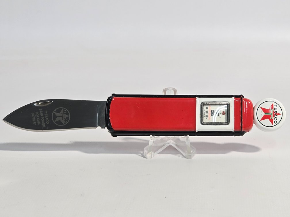 Franklin Mint Texaco Gas Pump Knife w/ Black Zippered Bag