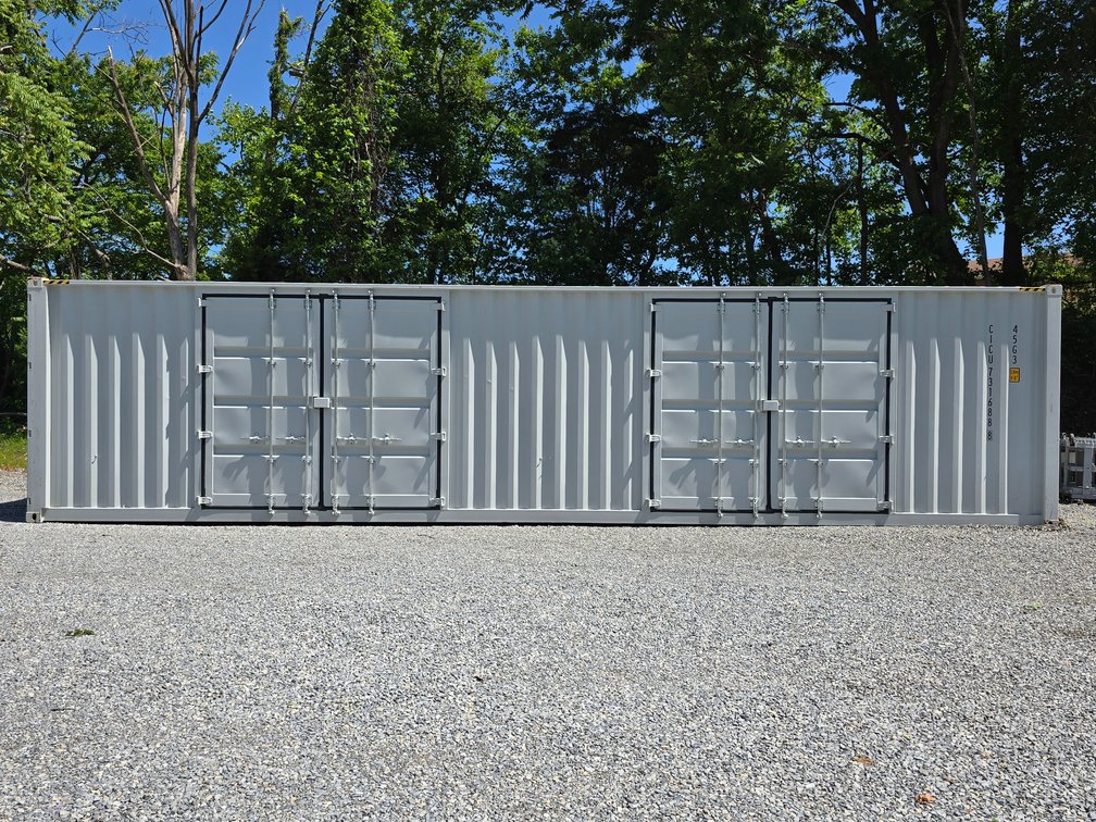 40' High-Cube (9' 6" Tall) Cargo Container w/ 2 Sets of Side Double Doors