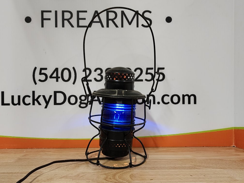 Electric Converted N&W Blue Lense Railroad Lamp