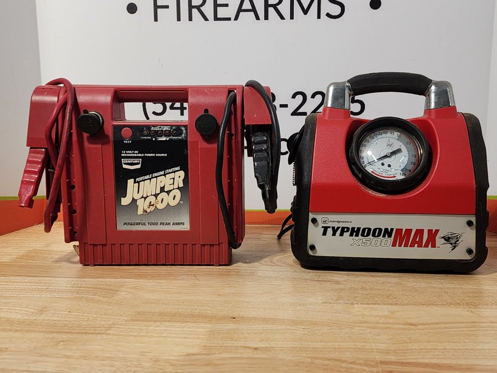 Century Portable Engine Starting Jumper 1000 - Typhoon x500 Max 12V Air Compressor 