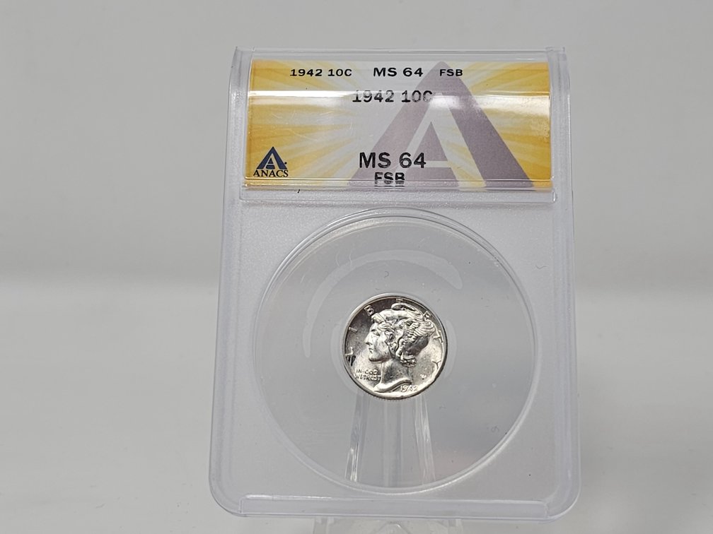 1942 Silver Mercury Dime - MS 64 FSB - ANACS