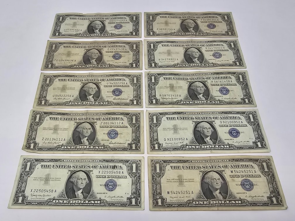 (10) Silver Certificates - Series 1957 - 1957A - 1957B - 10 Included 