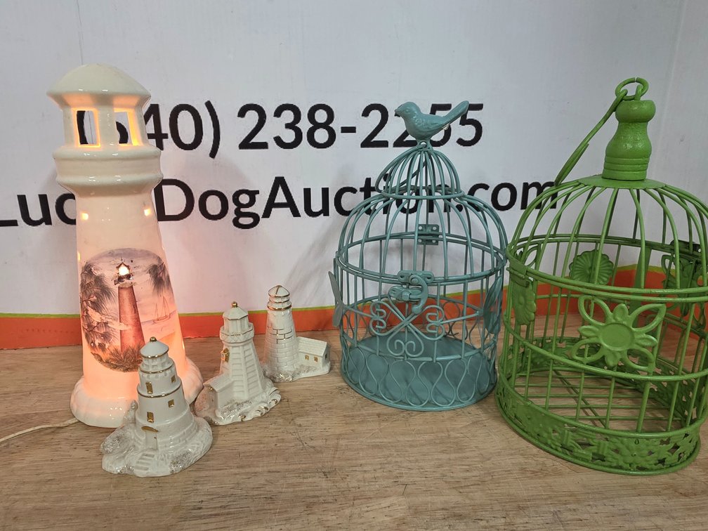 Ceramic Lighthouses - (2) Metal Decorative Bird Cages